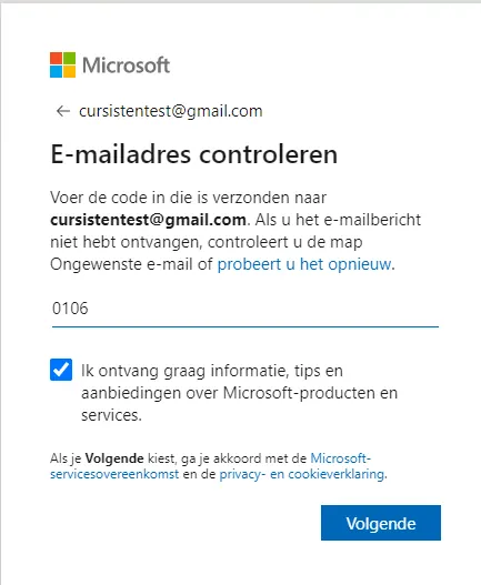 Account emailadres controleren