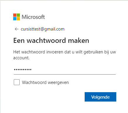 Account wachtwoord maken
