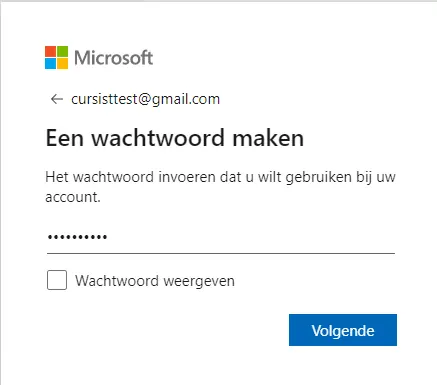 Account wachtwoord maken